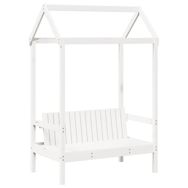 vidaXL Sängram med bänk och tak vit 90x190 cm massiv furu