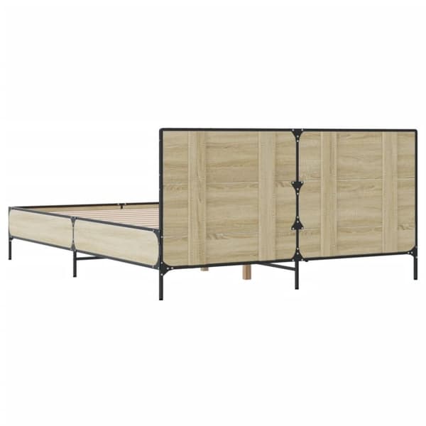 vidaXL Sengeramme sonoma eik 150x200 cm konstruert tre og metall