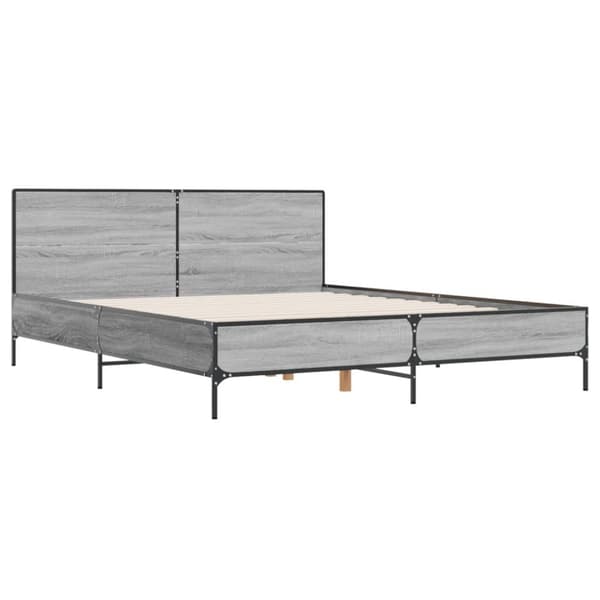 vidaXL Sengeramme grå sonoma 120x200 cm konstruert tre og metall