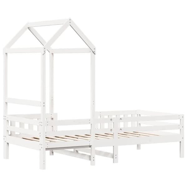 vidaXL Sengeramme med tak hvit 75x190 cm heltre furu