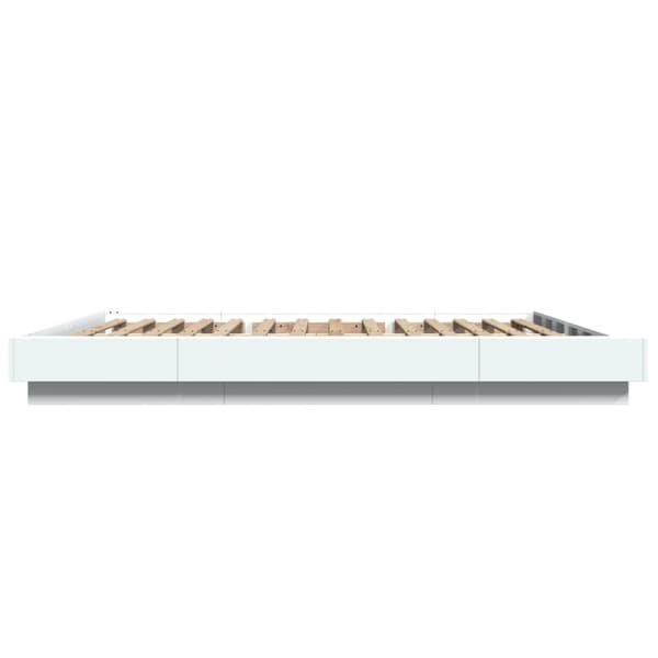 vidaXL sengeramme med LED-lys 150x200 cm konstrueret træ hvid