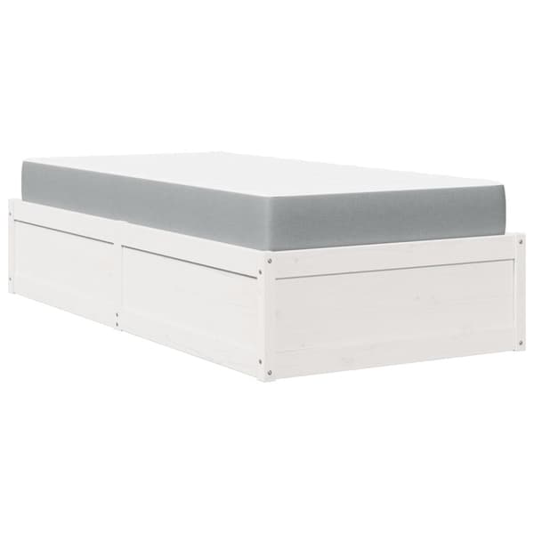 vidaXL Seng med madrass hvit 90x190 cm heltre furu