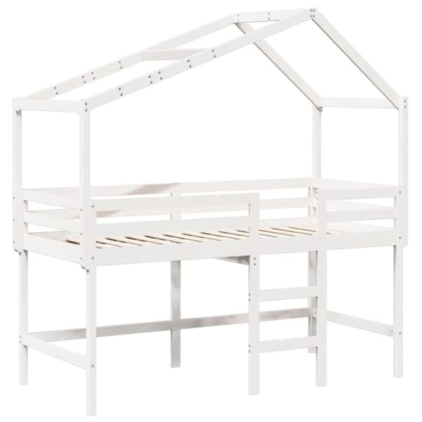 vidaXL Køyeseng med stige og tak hvit 80x200 cm heltre furu