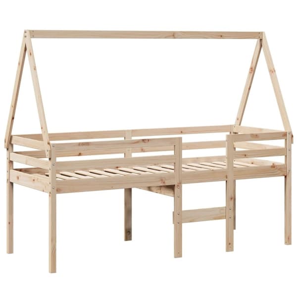 vidaXL Høyseng med tak 90x200 cm heltre furu