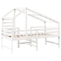 Miniatyrbillede 6 af 11: vidaXL højseng med stige og tag 90x200 cm massivt fyrretræ hvid