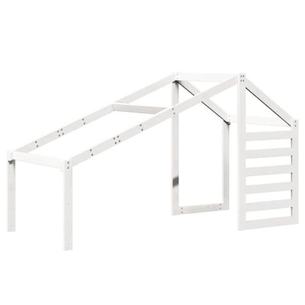vidaXL højseng med stige og tag 90x200 cm massivt fyrretræ hvid