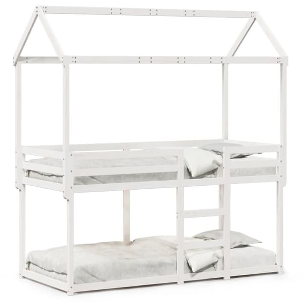 vidaXL Våningssäng med tak vit 80x200 cm massiv furu
