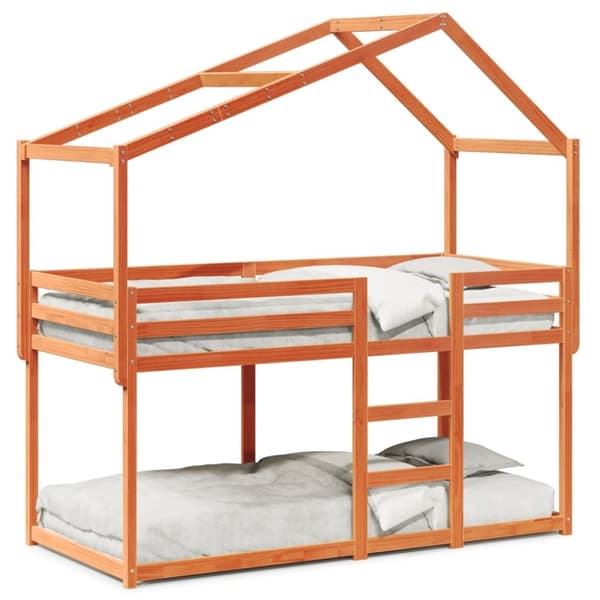 vidaXL Kerrossänky katolla vahanruskea 90x200 cm täysi mänty