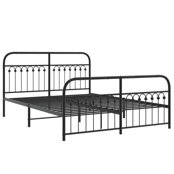 vidaXL sengeramme med sengegavl og fodgærde 150x200 cm metal sort