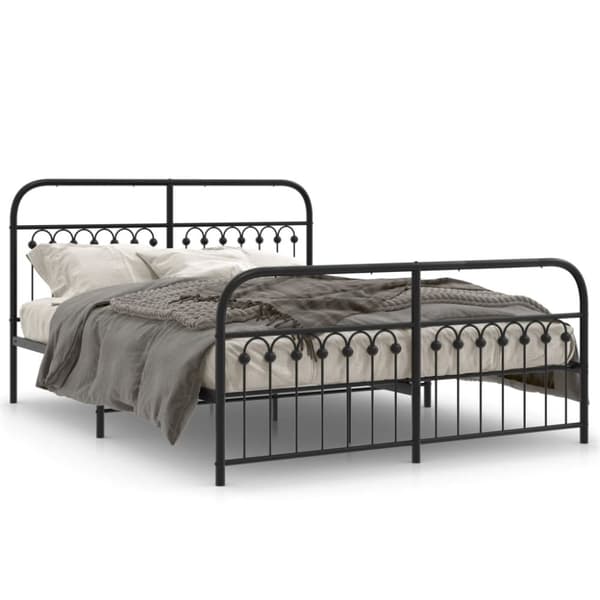 vidaXL sengeramme med sengegavl og fodgærde 150x200 cm metal sort