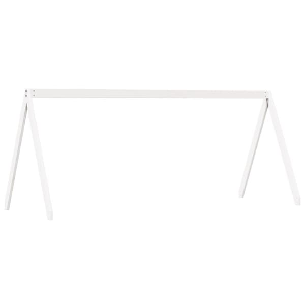 vidaXL højseng med stige og tag 90x190 cm massivt fyrretræ hvid