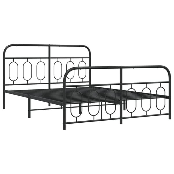 vidaXL Sengeramme i metall med hode- og fotgavl svart 135x190 cm