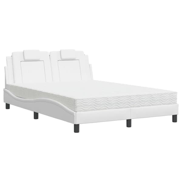 vidaXL Säng med madrass vit 140x190 cm konstläder