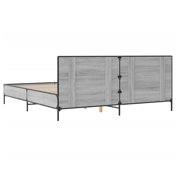 vidaXL Sengeramme grå sonoma 200x200 cm konstruert tre og metall