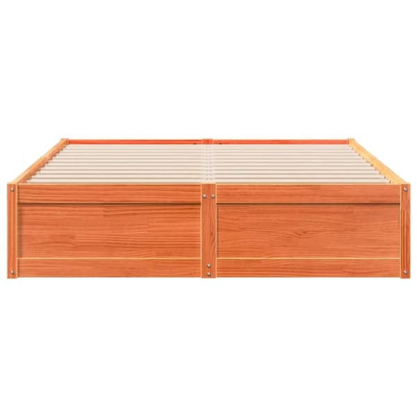 vidaXL sengeramme uden madras 140x200 cm massivt fyr gyldenbrun