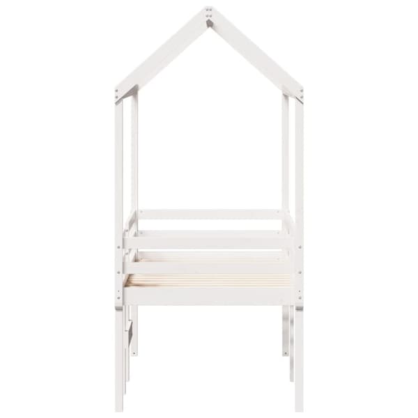 vidaXL Hög säng med tak vit 80x200 cm massiv furu