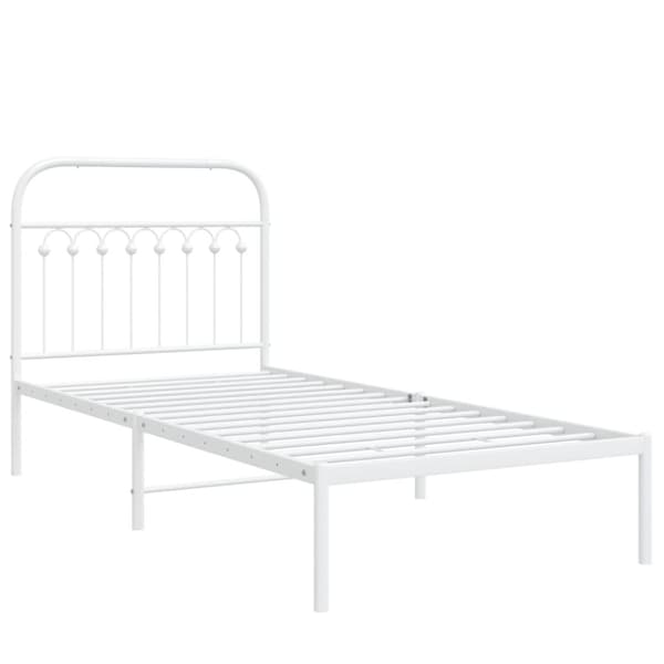 vidaXL Sängram med huvudgavel metall vit 90x190 cm