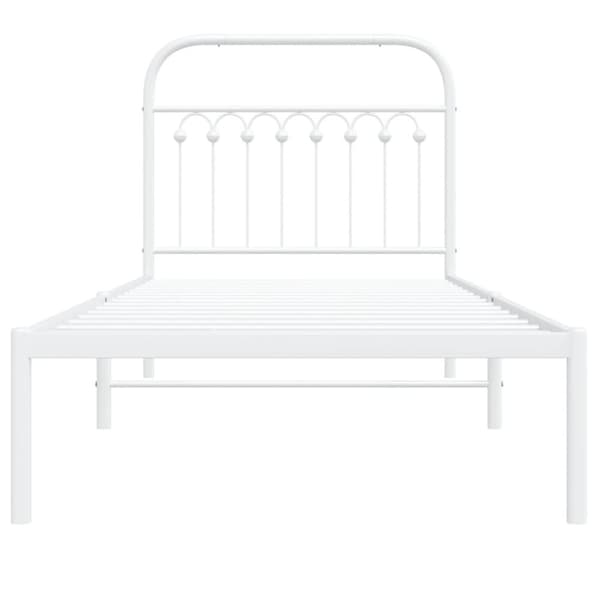 vidaXL Sängram med huvudgavel metall vit 90x190 cm