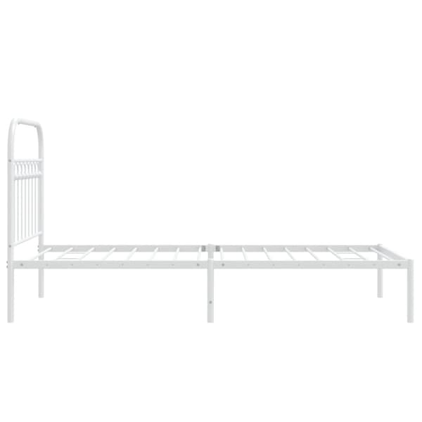 vidaXL Sängram med huvudgavel metall vit 90x190 cm