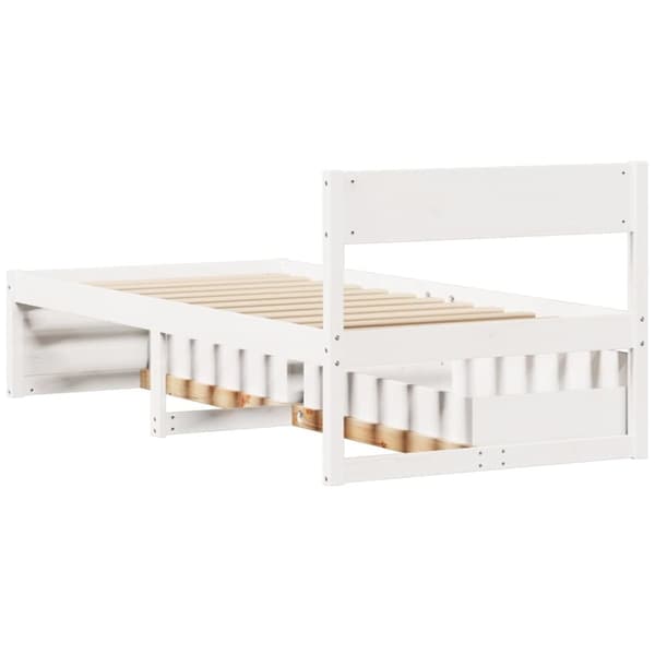 vidaXL Sängram utan madrass vit 90x190 cm massiv furu