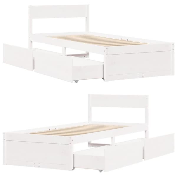 vidaXL Sängram utan madrass vit 90x190 cm massiv furu