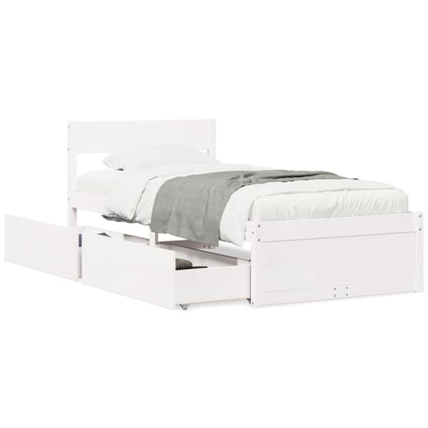 vidaXL Sängram utan madrass vit 90x190 cm massiv furu