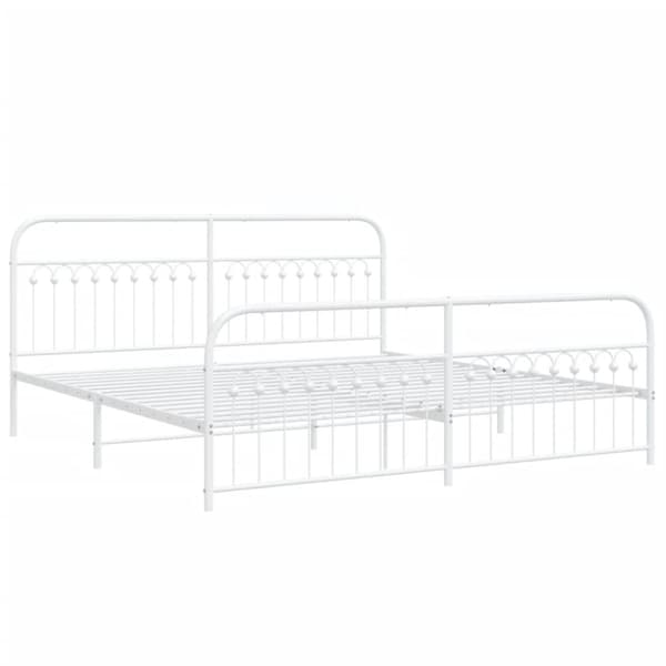 vidaXL Sengeramme i metall med hode- og fotgavl hvit 200x200 cm