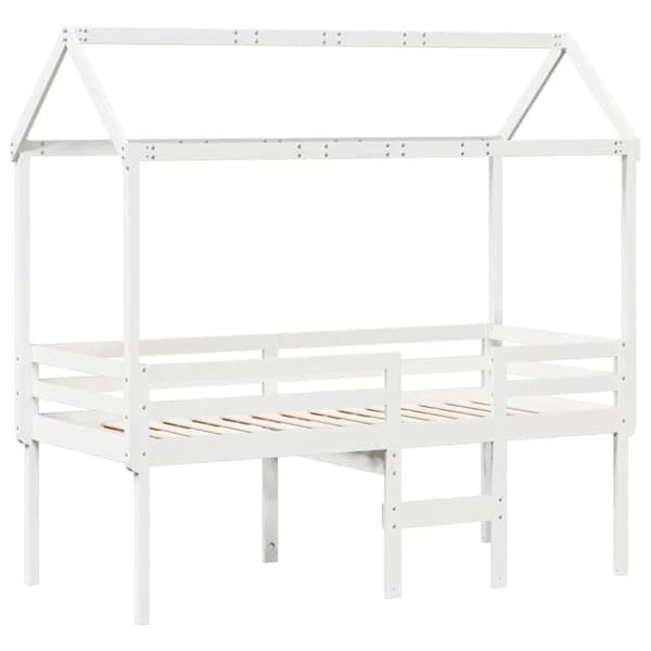 vidaXL Korotettu sänky katoksella valkoinen 80x200 cm täysi mänty