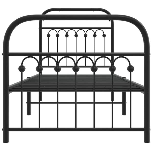 vidaXL Sengeramme i metall med hode- og fotgavl svart 75x190 cm