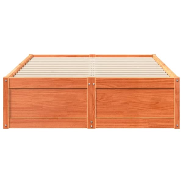 vidaXL Sängram utan madrass vaxbrun 120x200 cm massiv furu