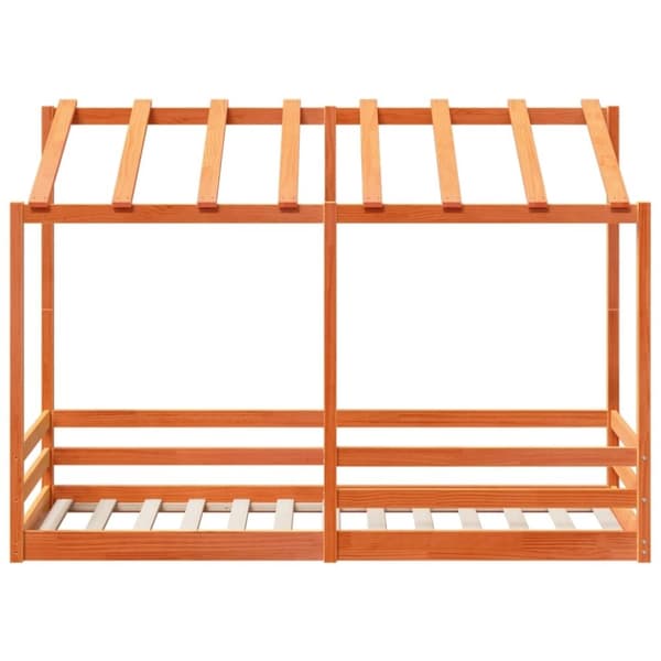 vidaXL Barneseng med tak voksbrun 90x190 cm heltre furu
