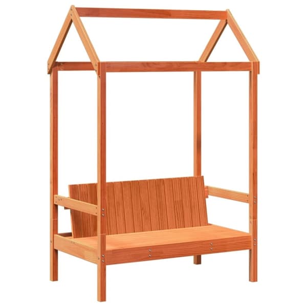 vidaXL Sett med seng og benk med tak voksbrun 90x200 cm heltre furu