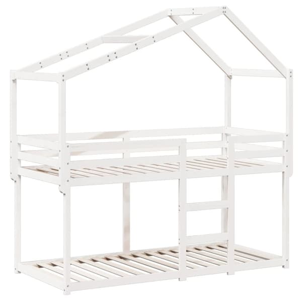 vidaXL køjeseng med tag 75x190 cm massivt fyrretræ hvid