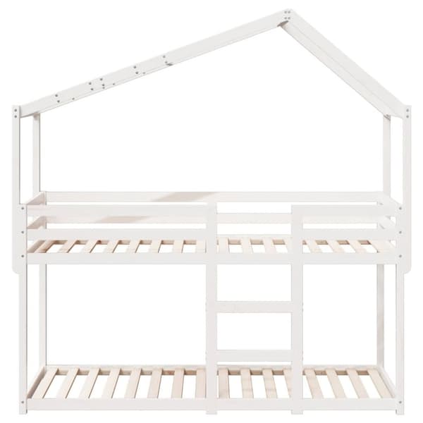 vidaXL køjeseng med tag 75x190 cm massivt fyrretræ hvid