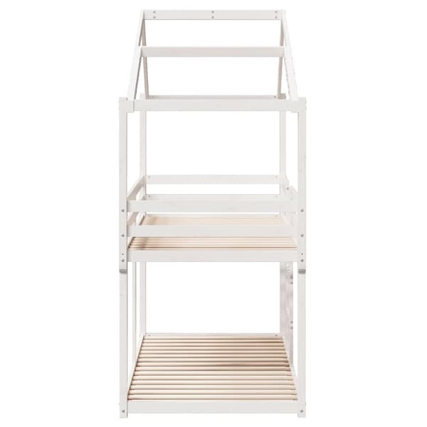 vidaXL køjeseng med tag 75x190 cm massivt fyrretræ hvid
