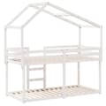 Miniatyrbillede 8 af 11: vidaXL køjeseng med tag 75x190 cm massivt fyrretræ hvid