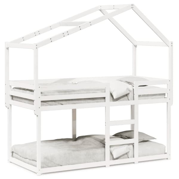 vidaXL køjeseng med tag 75x190 cm massivt fyrretræ hvid