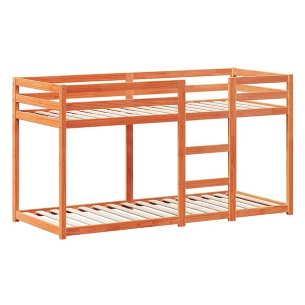vidaXL Våningssäng med tak vaxad brun 90x190 cm massiv furu