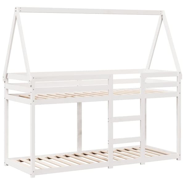 vidaXL køjeseng med tag 75x190 cm massivt fyrretræ hvid