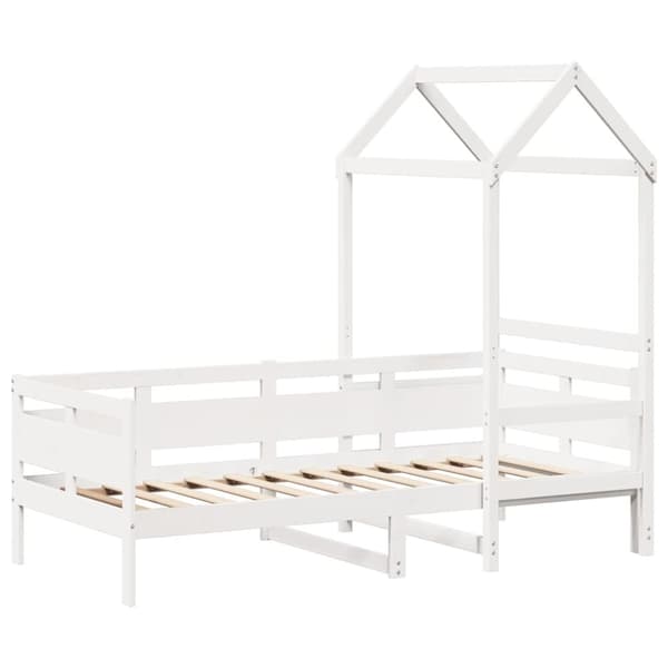 vidaXL daybed med tag 90x190 cm massivt fyrretræ hvid
