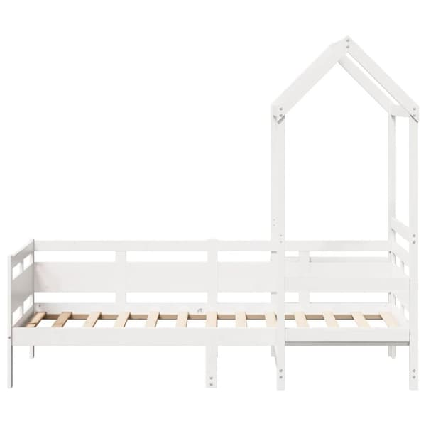 vidaXL daybed med tag 90x190 cm massivt fyrretræ hvid
