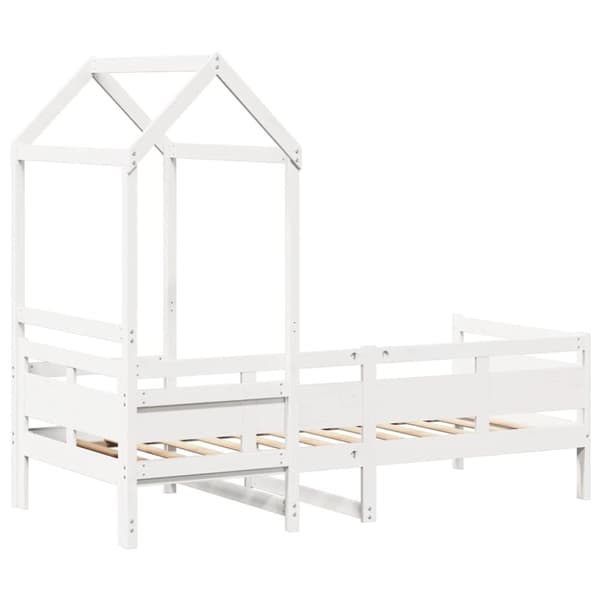 vidaXL daybed med tag 90x190 cm massivt fyrretræ hvid