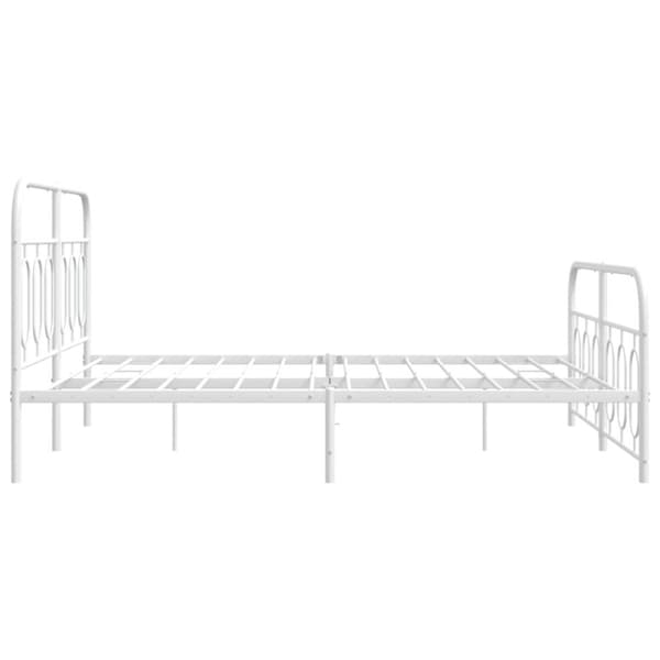 vidaXL sengeramme med sengegavl og fodgærde 135x190 cm metal hvid