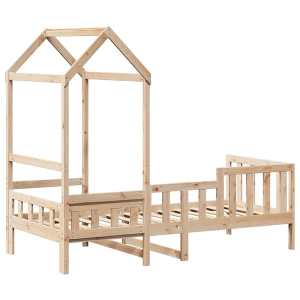 vidaXL daybed med tag 90x200 cm massivt fyrretræ