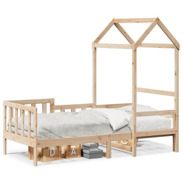 vidaXL daybed med tag 90x200 cm massivt fyrretræ