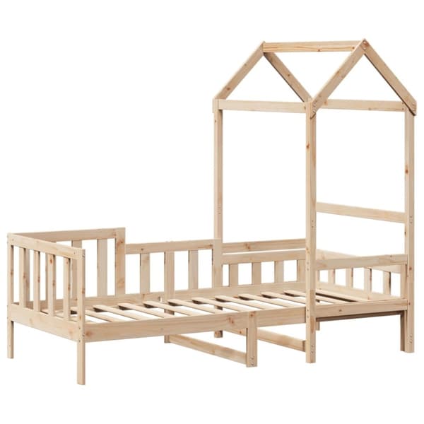 vidaXL daybed med tag 90x200 cm massivt fyrretræ