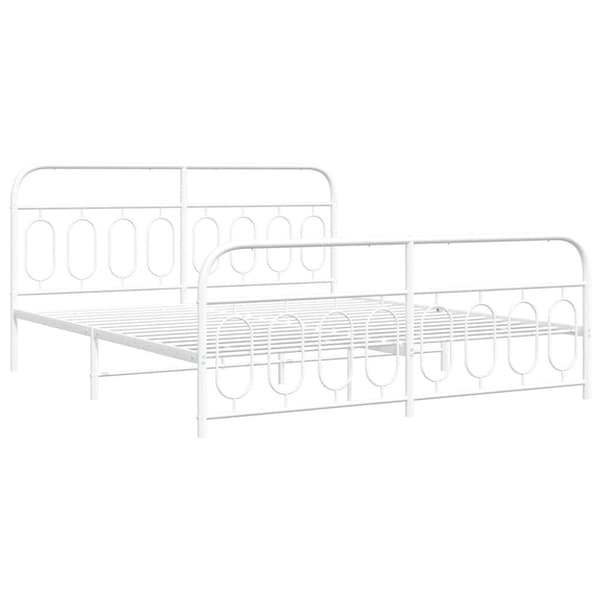 vidaXL Sengeramme i metall med hode- og fotgavl hvit 180x200 cm