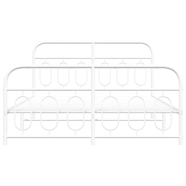 vidaXL Sengeramme i metall med hode- og fotgavl hvit 135x190 cm