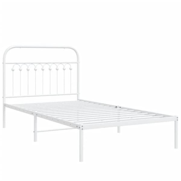 vidaXL Sengeramme i metall med hodegavl hvit 100x190 cm