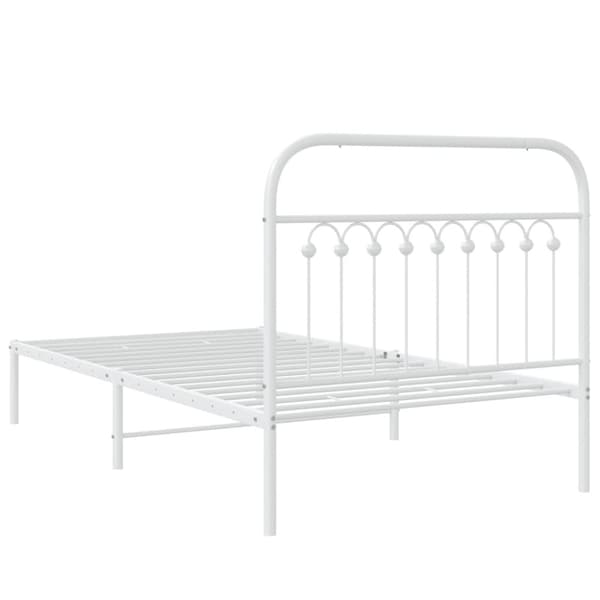 vidaXL Sengeramme i metall med hodegavl hvit 100x190 cm